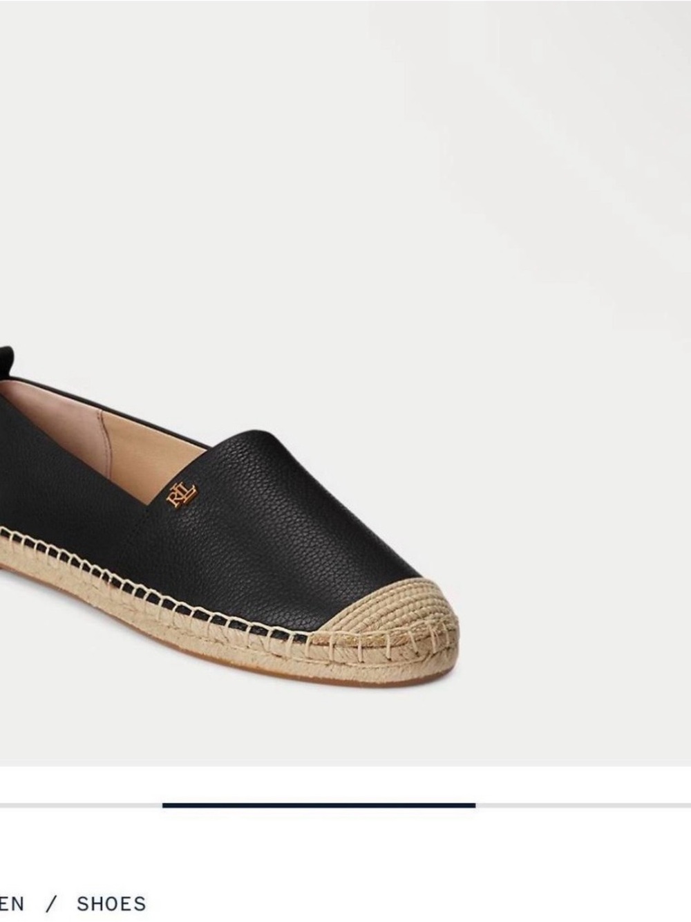 Ralph Lauren Cameryn IV Black Leather Espadrille Flats, US7.5 - Picture 4 of 8